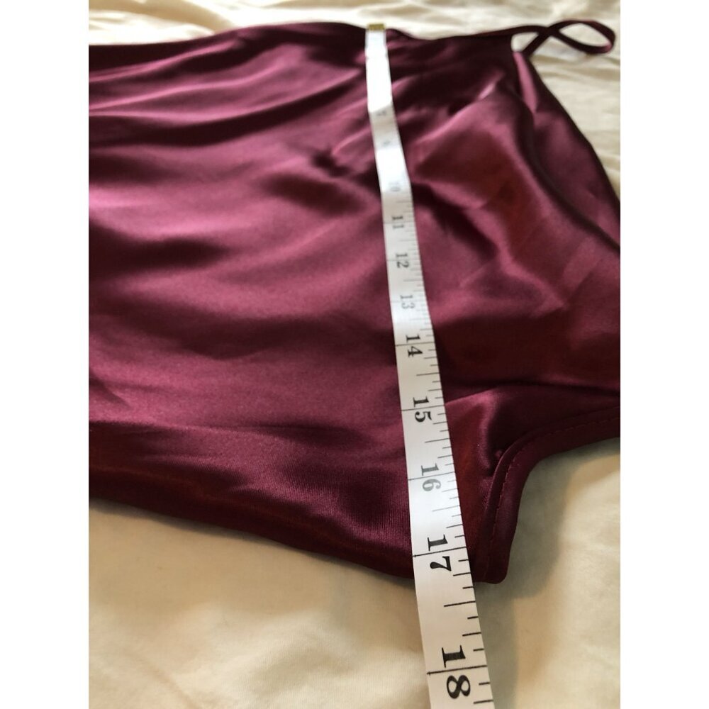 Bebe Satin Slip Dress Size S Burgundy Cowl Neck Midi Y2k Dance Prom Evening Date - Picture 8 of 11